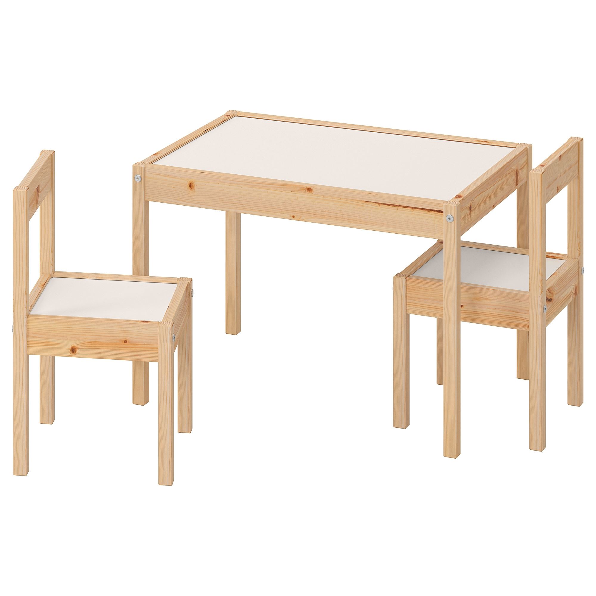 LATT IKEA Стол детский с 2 стульями, белый/сосна