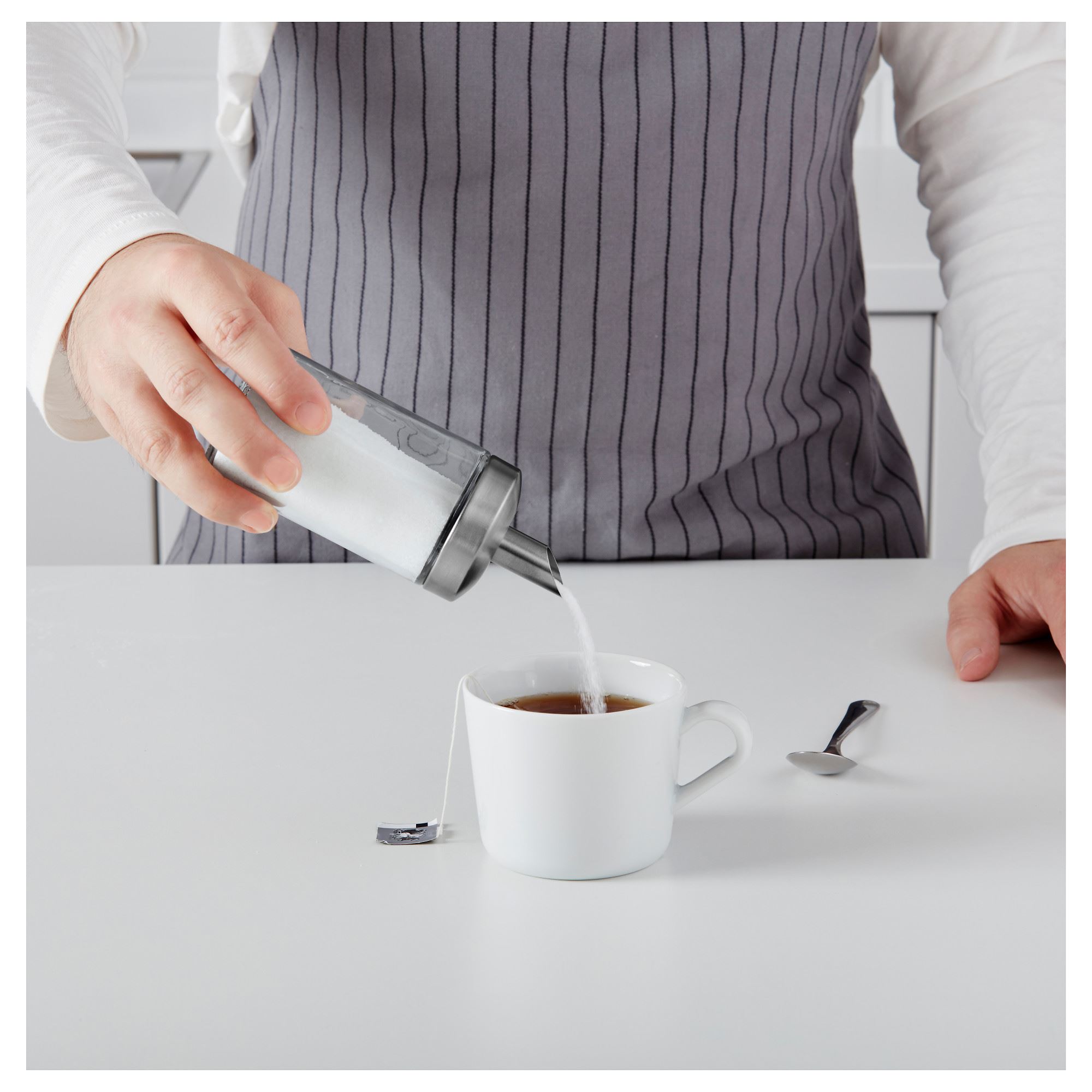 DOLD IKEA Дозатор сахара, прозрачное стекло/нержавеющая сталь, 15 см  (ТОВАР ВЫШЕЛ ИЗ АССОРТИМЕНТА)