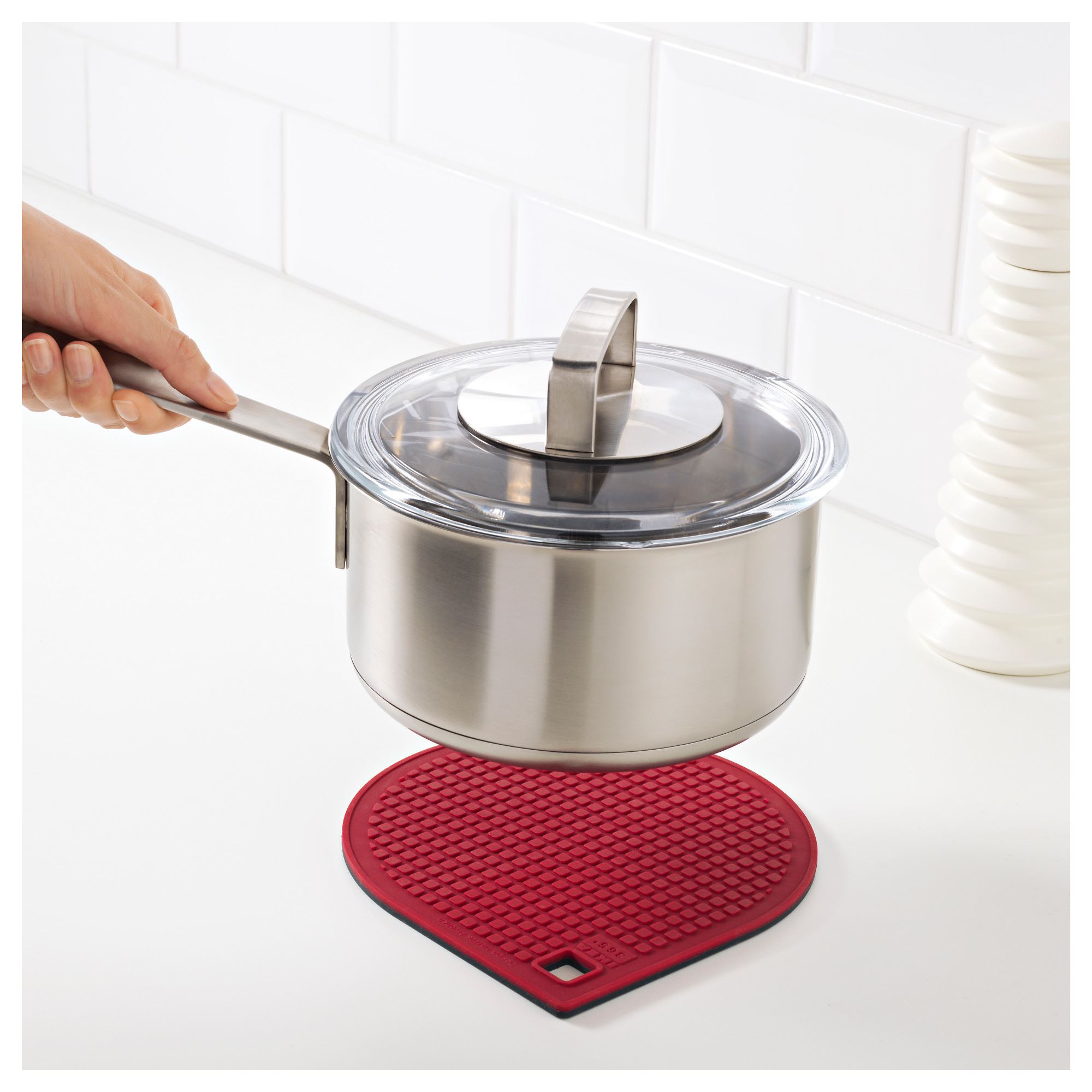 IKEA 365+ GUNSTIG Подставка под горячее, магнитн, красный/темно-серый