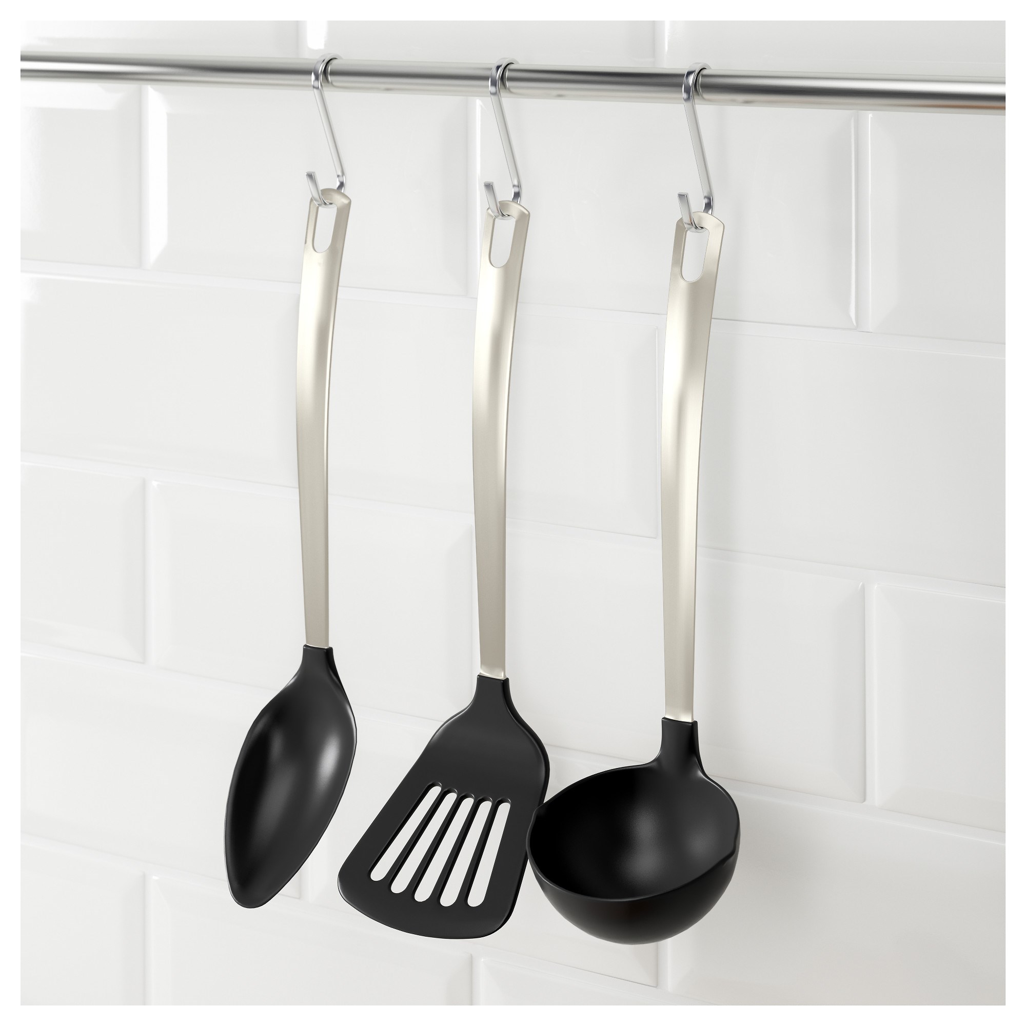 DIREKT IKEA ДИРЕКТ Кухонные приборы, 3 предм, черный/нержавеющ сталь