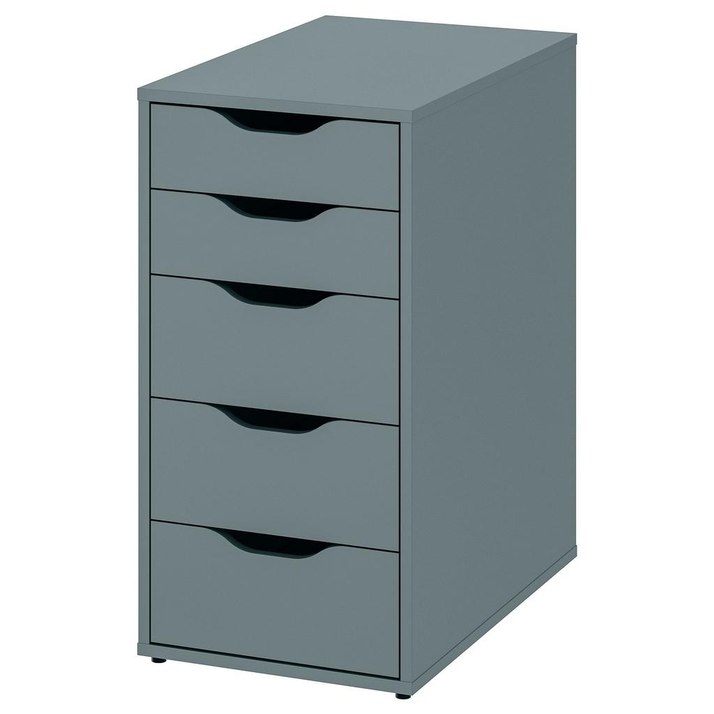 ALEX IKEA АЛЕКС Тумба с ящиками, серо-бирюзовый, 36x70 см