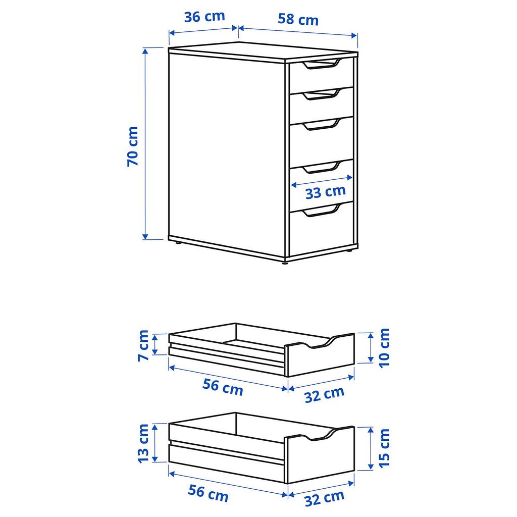 ALEX IKEA АЛЕКС Тумба с ящиками, серо-бирюзовый, 36x70 см