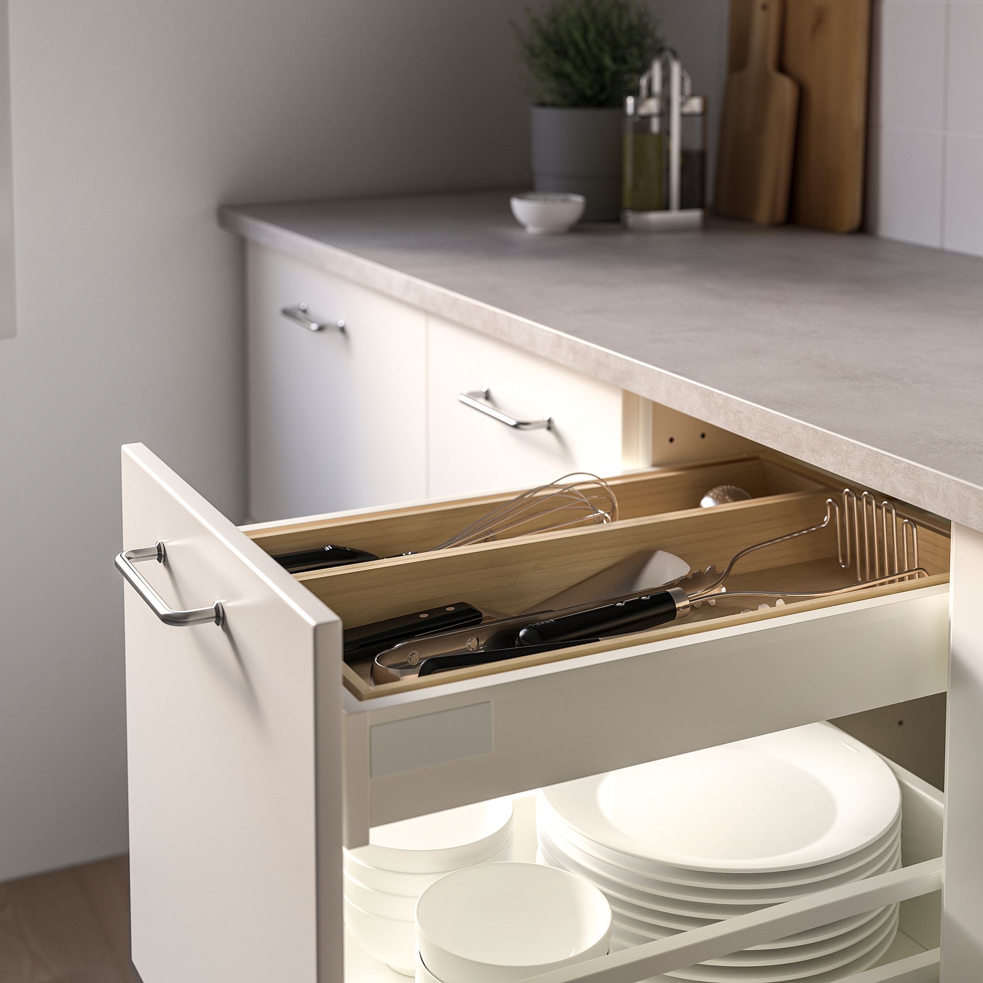 UPPDATERA IKEA Лоток для столовых приборов, 20x50 см,, светлый бамбук