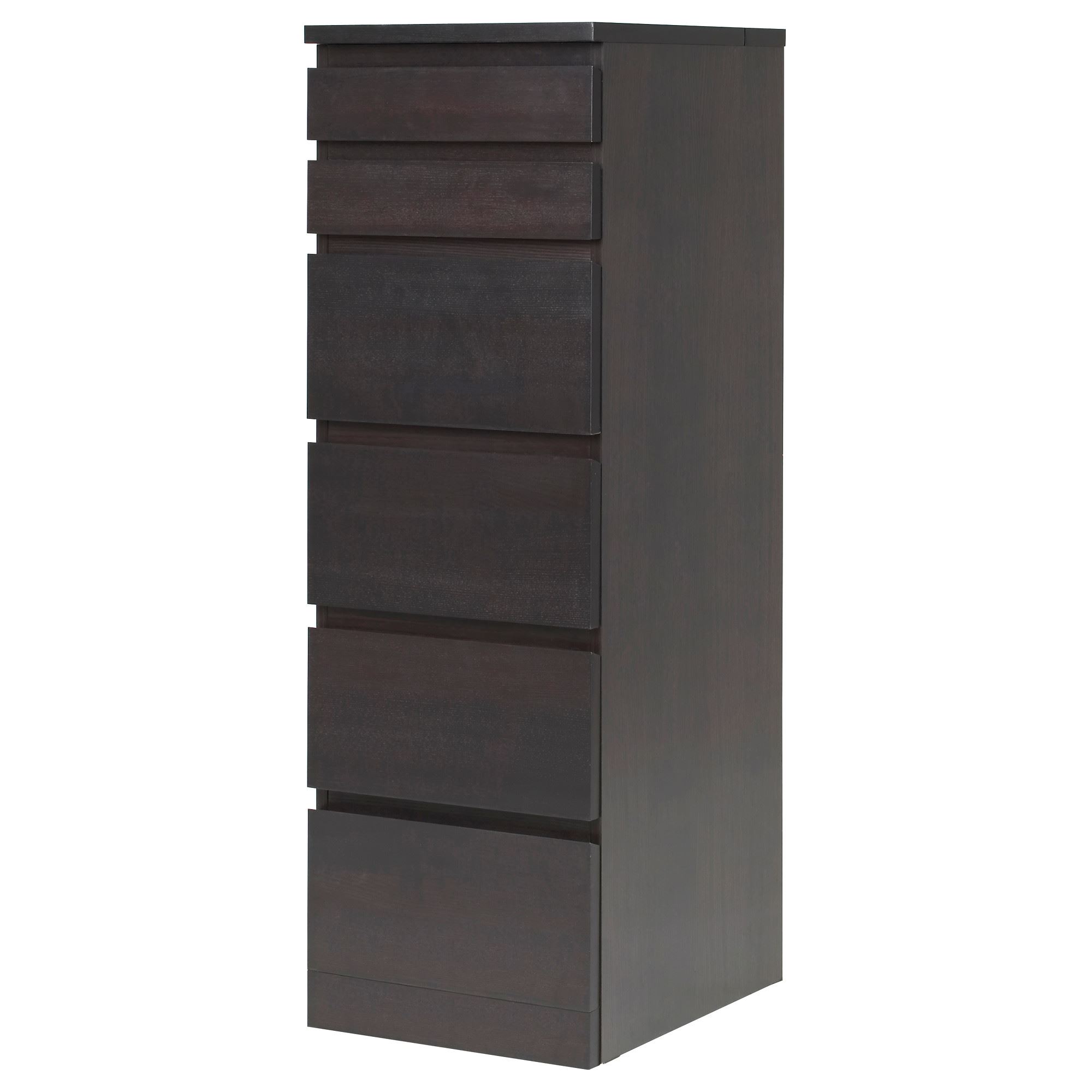 MALM IKEA Комод с 6 ящиками, 40x123 см, черно-коричневый/зеркальное стекло