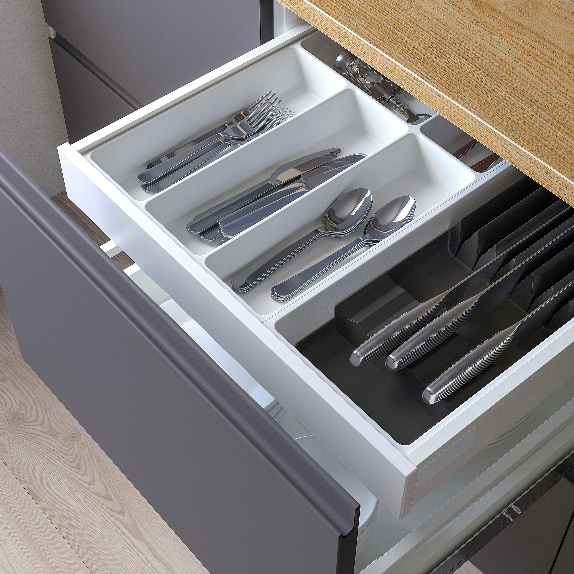 UPPDATERA IKEA Лоток для столовых приборов, 52x50 см, белый/лоток для ножей
