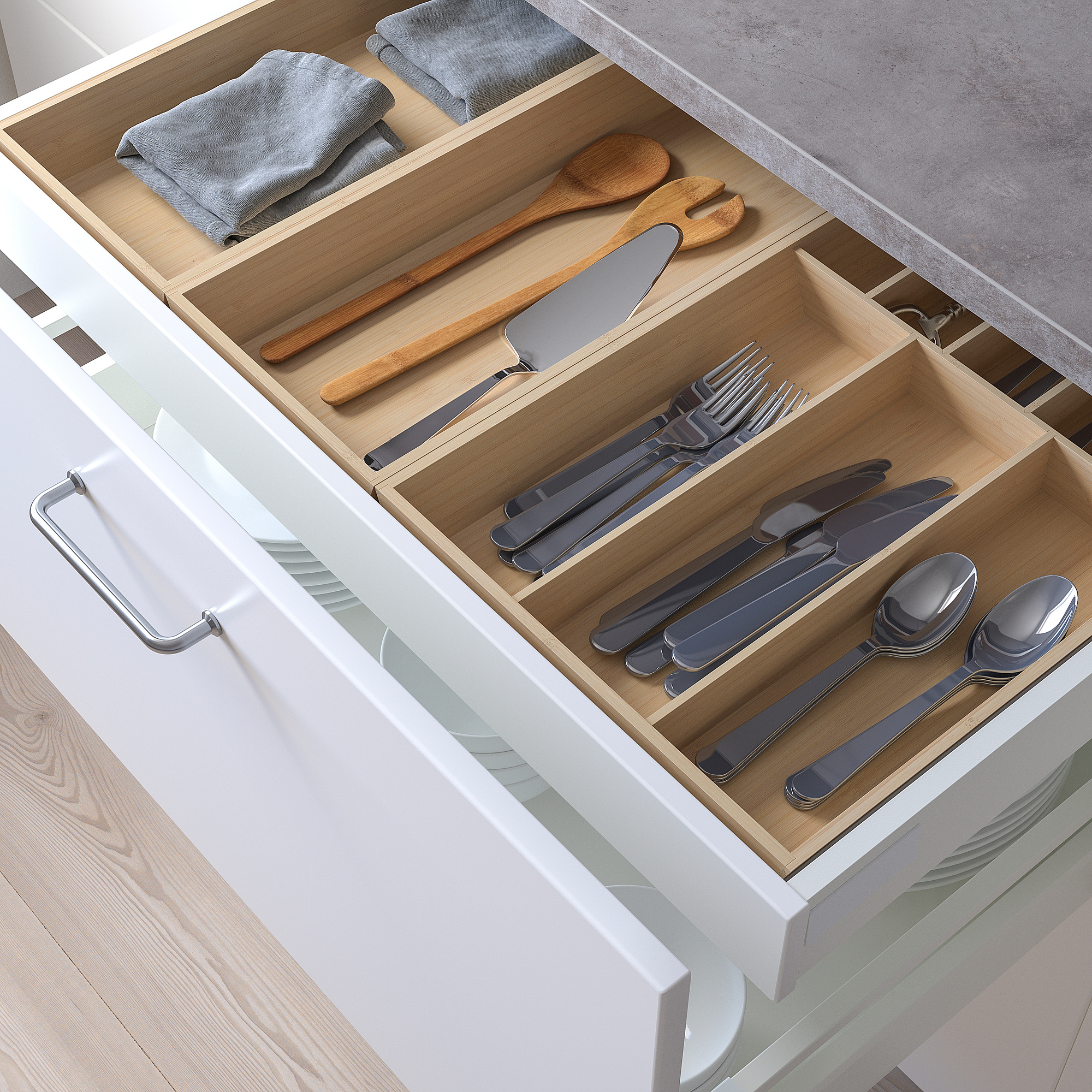 UPPDATERA IKEA Лоток для столовых приборов, 72x50 см,, светлый бамбук