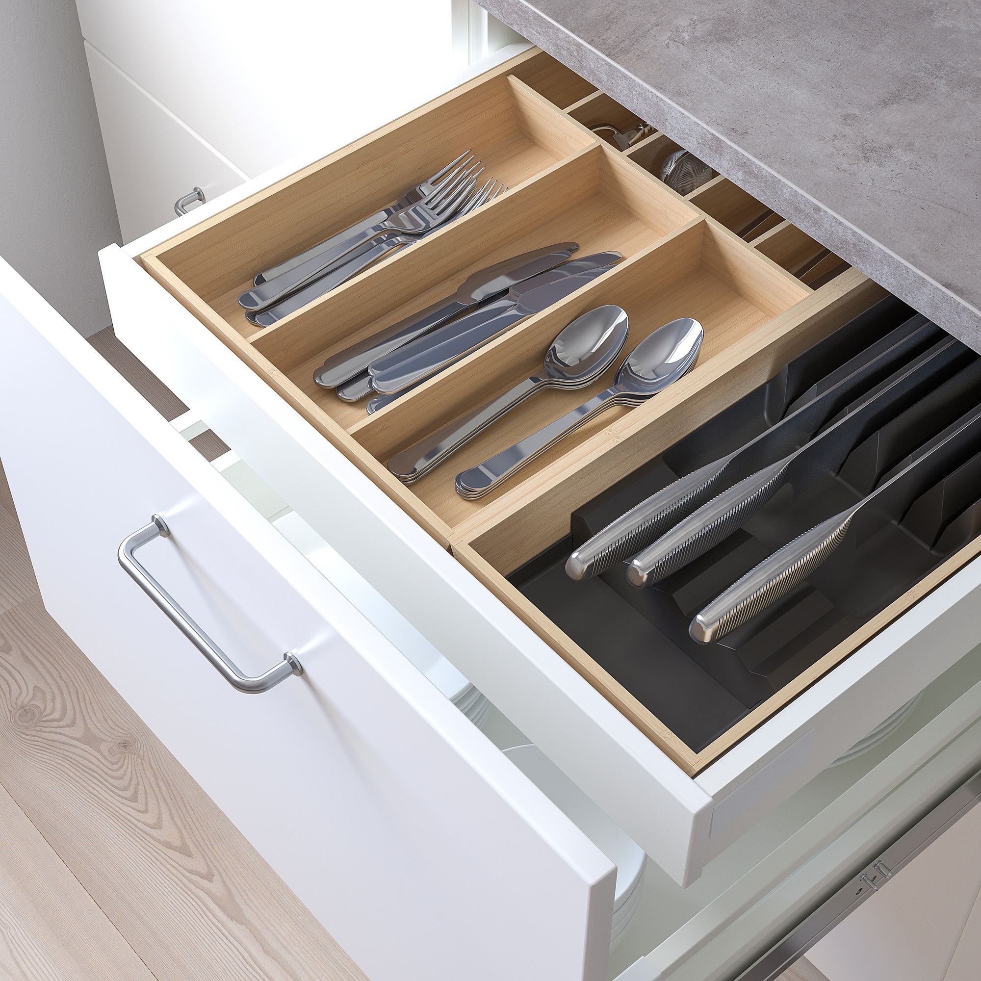 UPPDATERA IKEA Лоток для столовых приборов, 52x50 см, бамбук/лоток для ножей