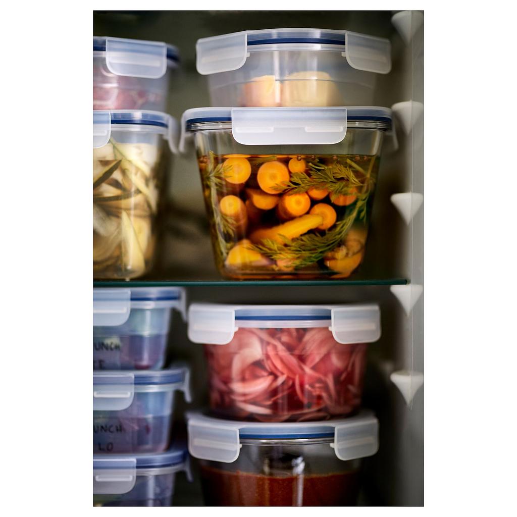 IKEA 365+ Контейнер для продуктов с крышкой, четырехугольной формы стекло/пластик, 1.2 л