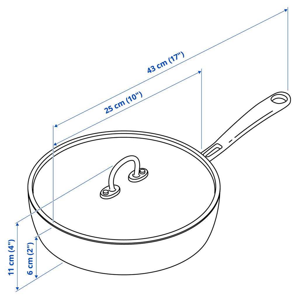 FINMAT IKEA Сотейник c крышкой, 25 см, медь/нержавеющая сталь