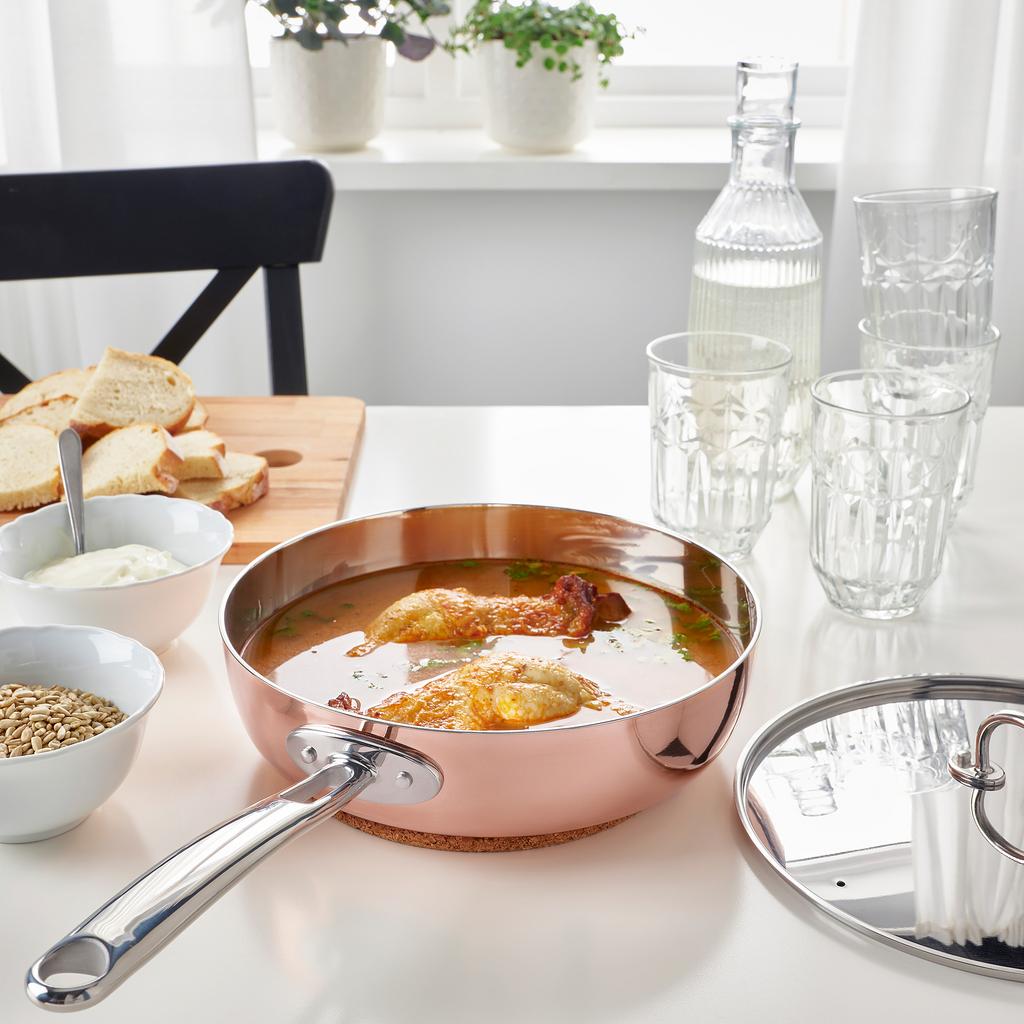 FINMAT IKEA Сотейник c крышкой, 25 см, медь/нержавеющая сталь