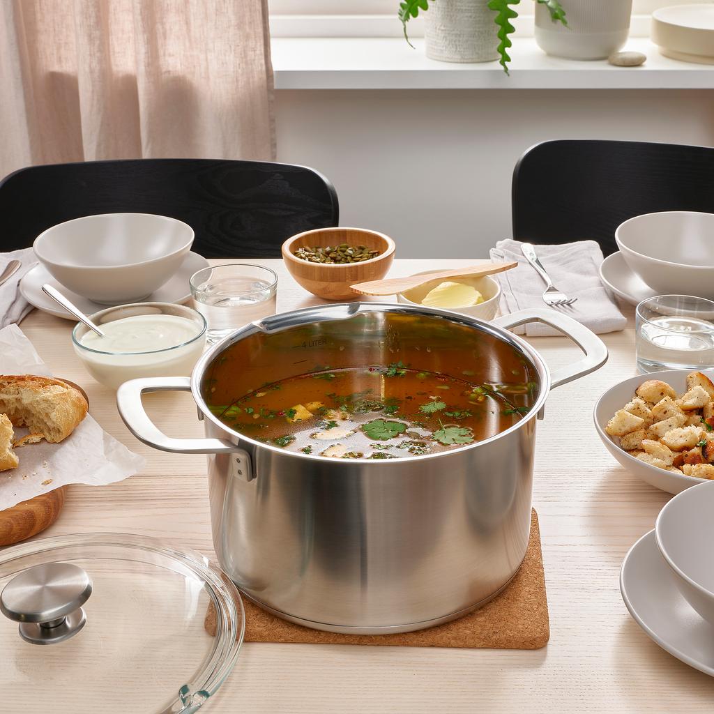 HEMKOMST IKEA Кастрюля с крышкой, 5 л, нержавеющая сталь