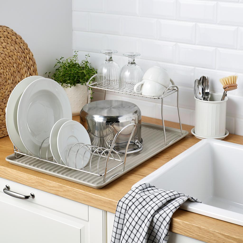VALVARDAD IKEA Сушилка посудная, 52x35 см, бежевый/оцинковка