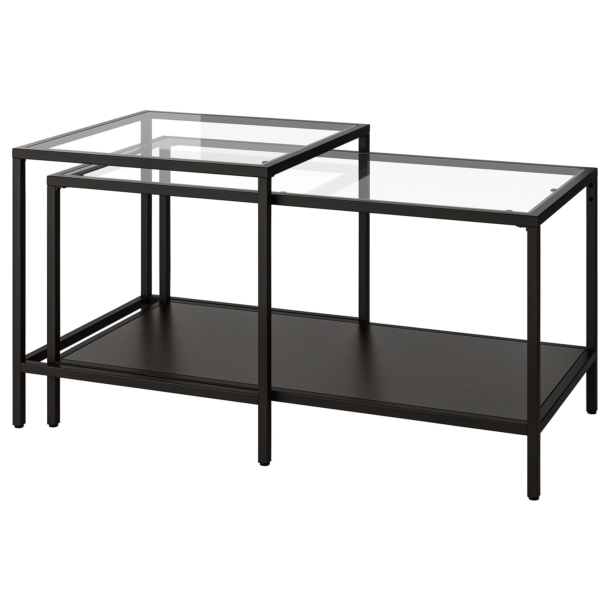 VITTSJO IKEA Комплект столов, 2 шт, 90x50 см, черно-коричневый/стекло