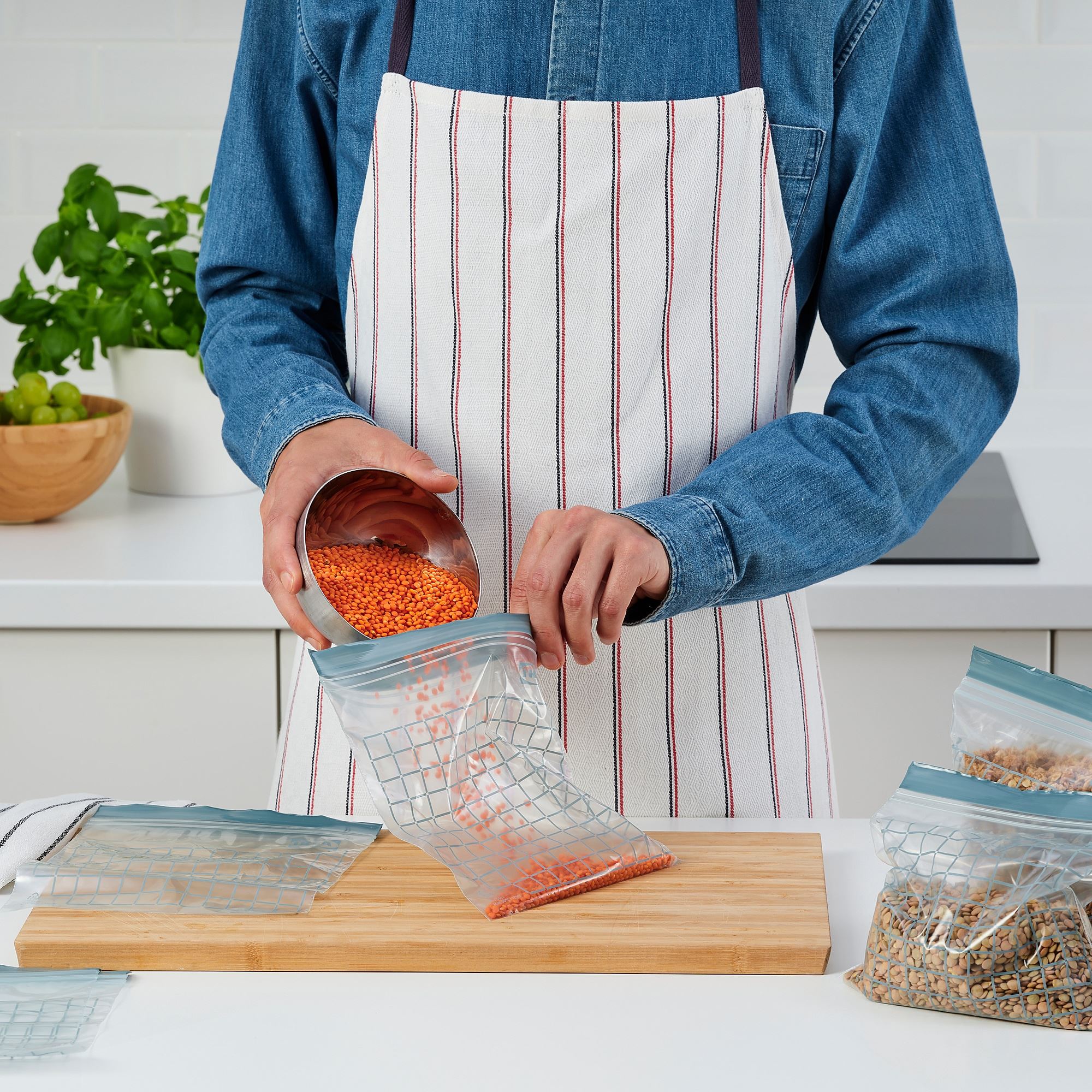 ISTAD IKEA Пакет закрывающийся, орнамент/серо-синий, 1 л, 25 шт