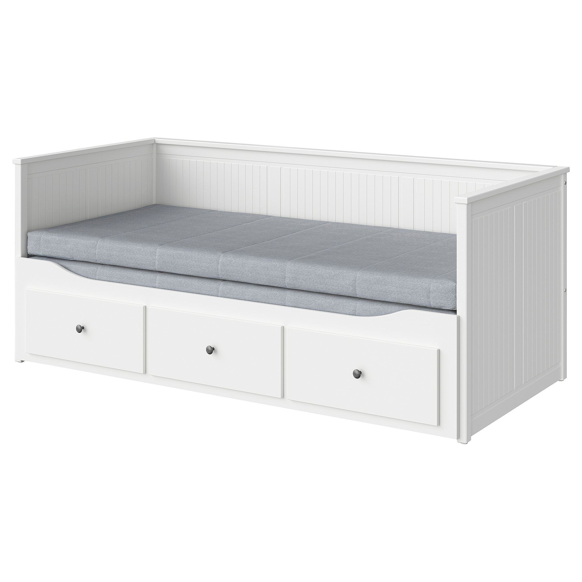 HEMNES/AGOTNES IKEA Каркас кровати-кушетки с 3 ящиками/c 2 матрасами, белый 80x200 см