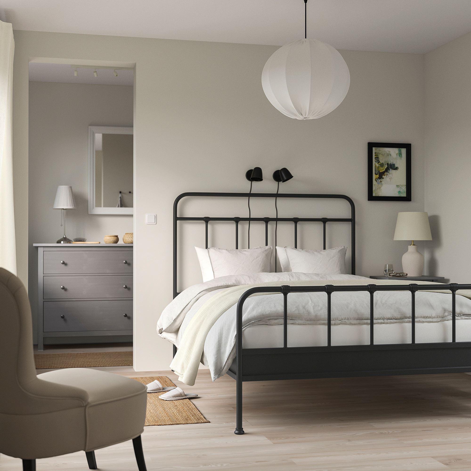 STJARNO IKEA Каркас кровати, антрацит, 140x200 см