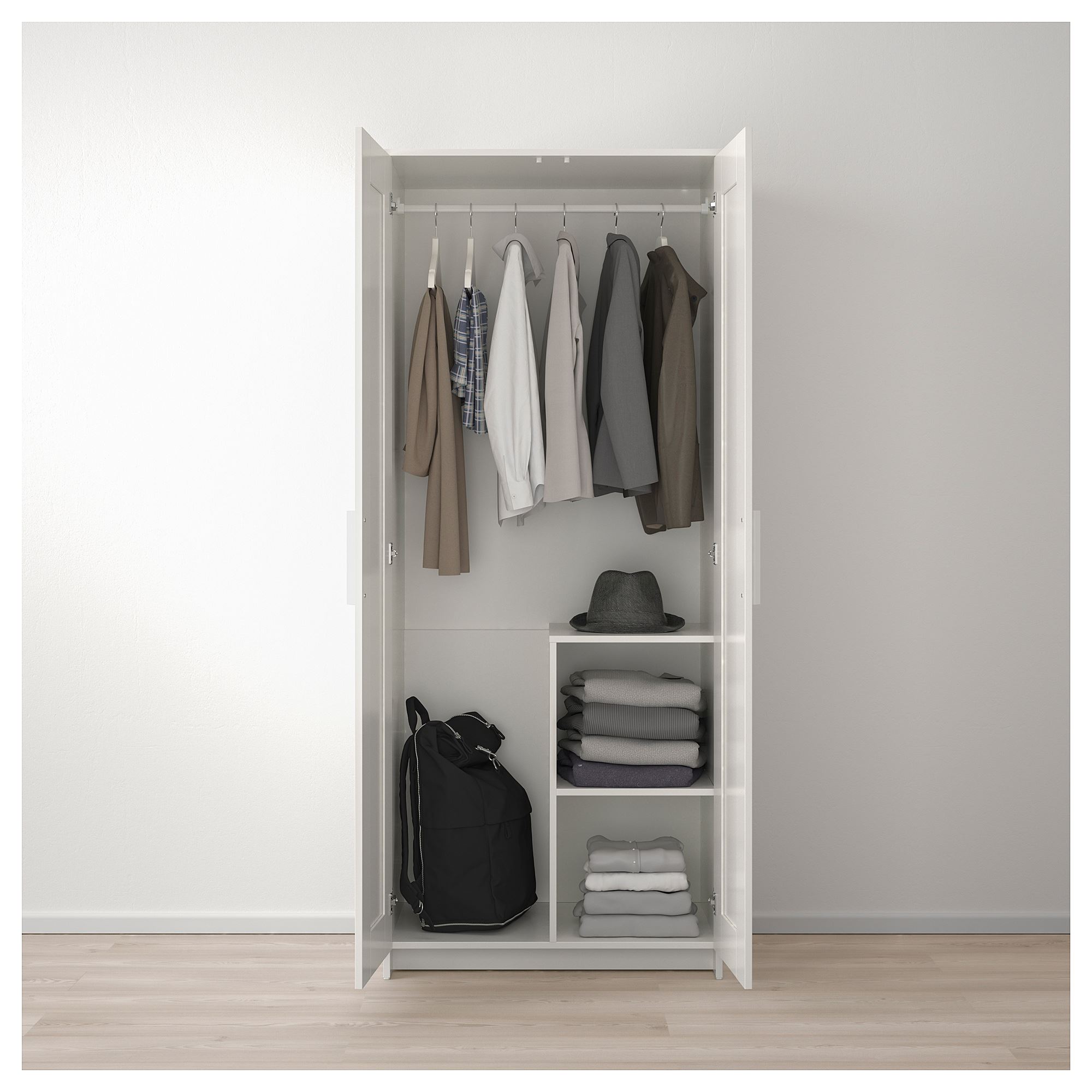 BRIMNES IKEA Шкаф платяной 2-дверный, белый, 78x190 см