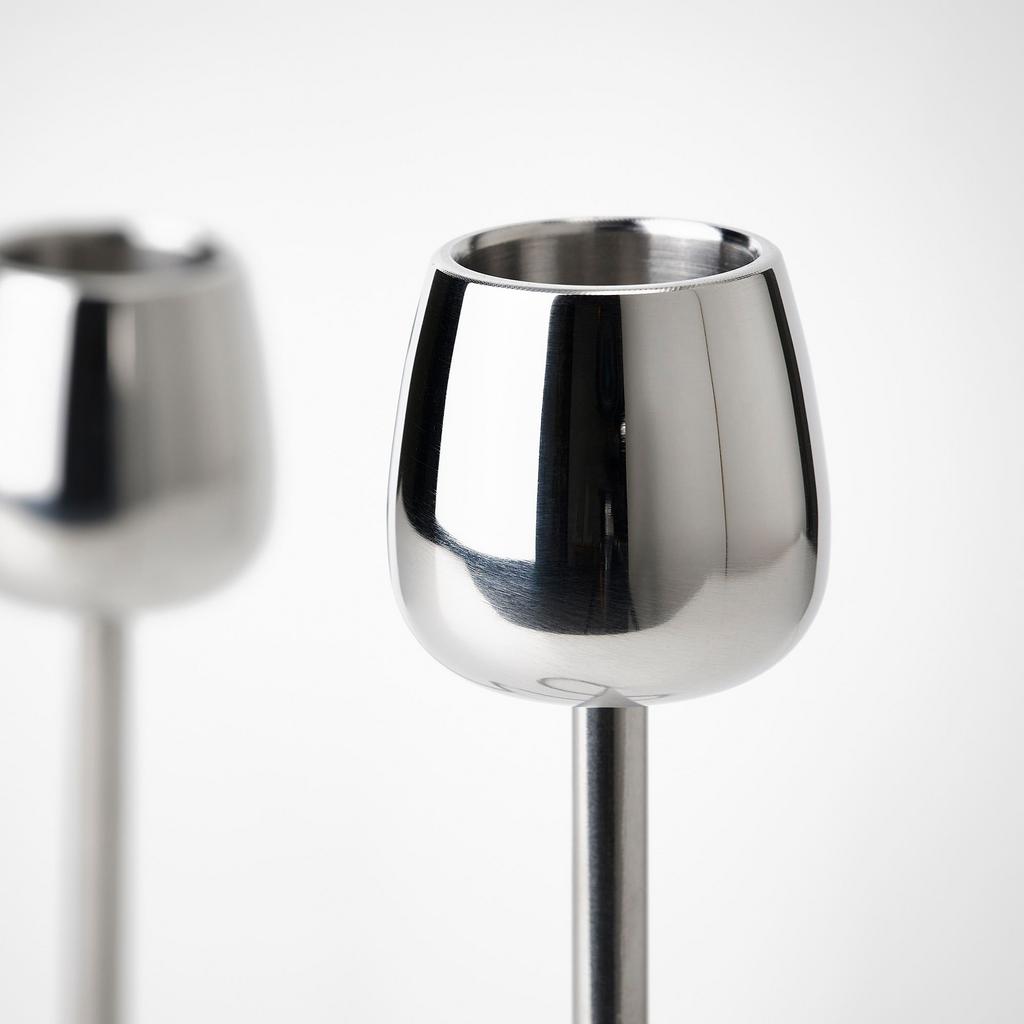 SILVERPARON IKEA Подсвечник для 2 свечей, серебристый, 20 см