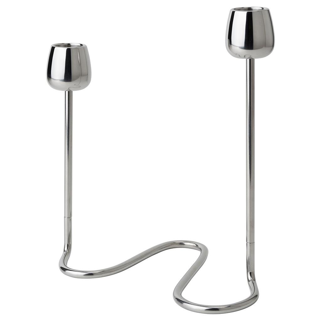 SILVERPARON IKEA Подсвечник для 2 свечей, серебристый, 20 см