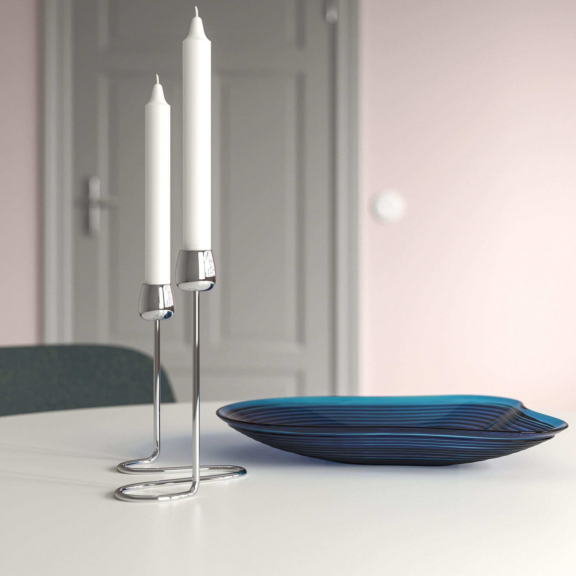 SILVERPARON IKEA Подсвечник для 2 свечей, серебристый, 20 см