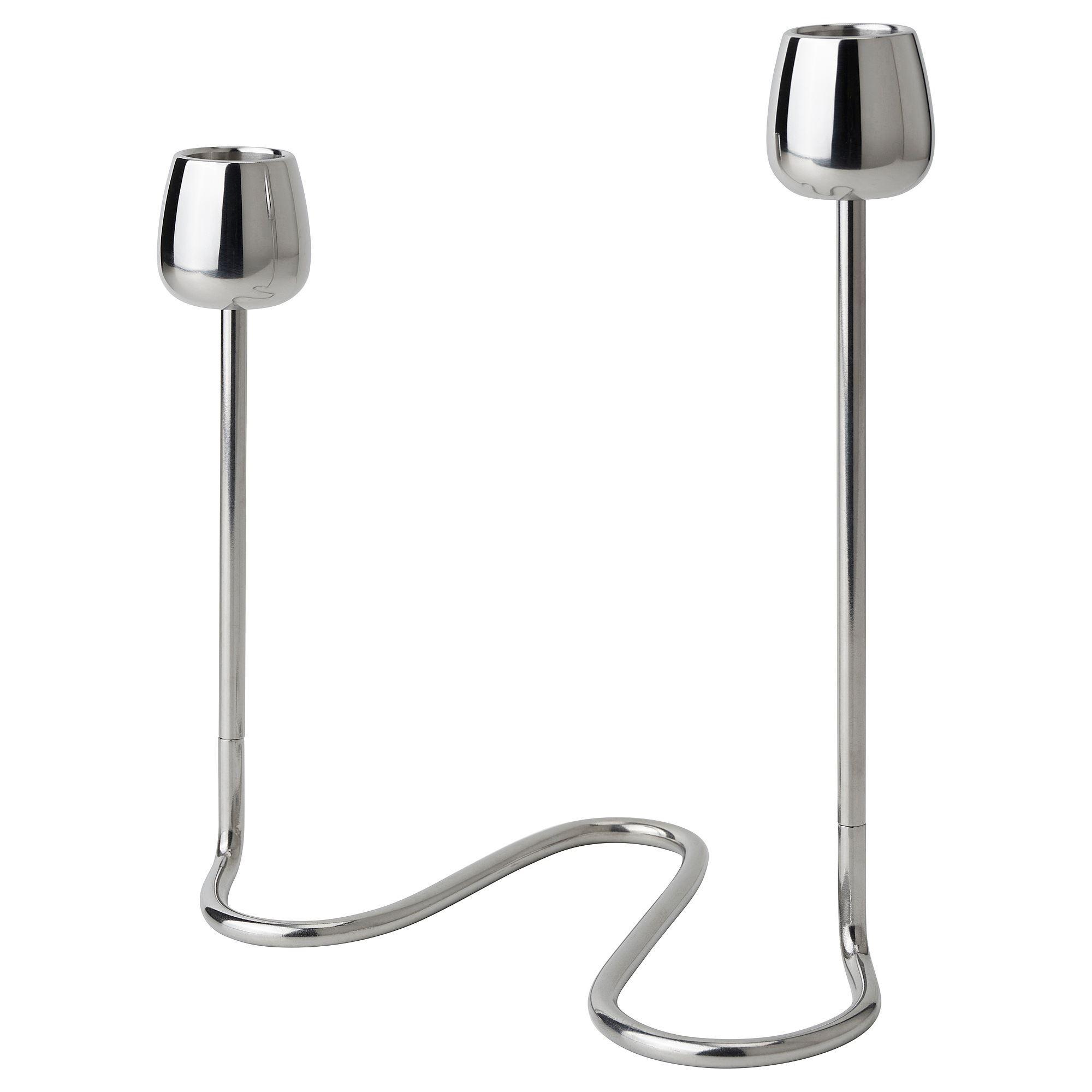 SILVERPARON IKEA Подсвечник для 2 свечей, серебристый, 20 см