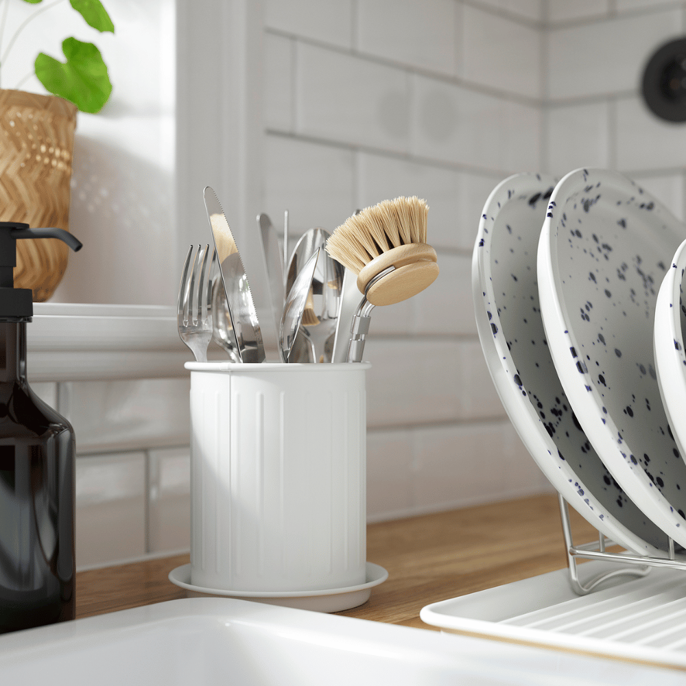 VALVARDAD IKEA Сушилка для стол приб, 13 см, белый/оцинковка