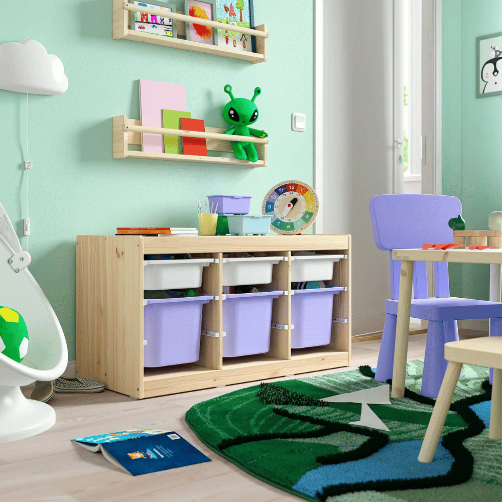 TROFAST IKEA Комбинация д/хранения+контейнеры, белый, сиреневый