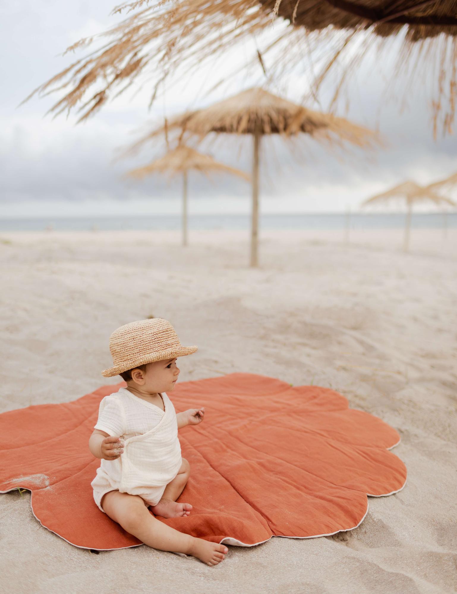 Коврик-жемчужинка терракотово-кремовый