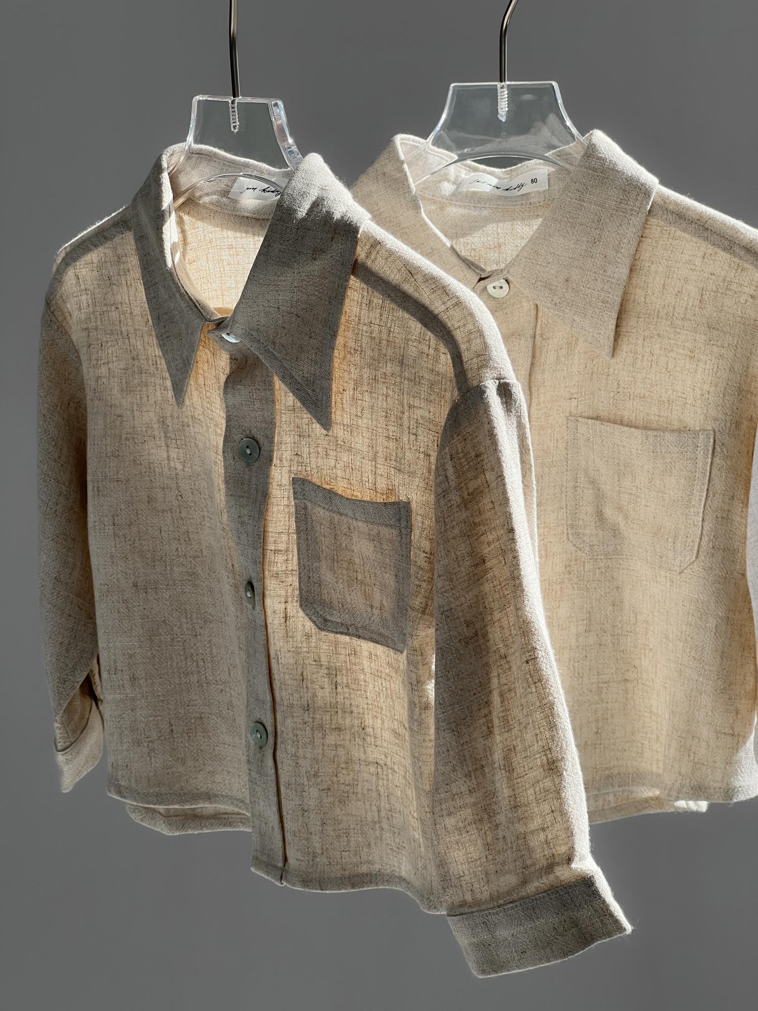 Льняная рубашка с длинным рукавом