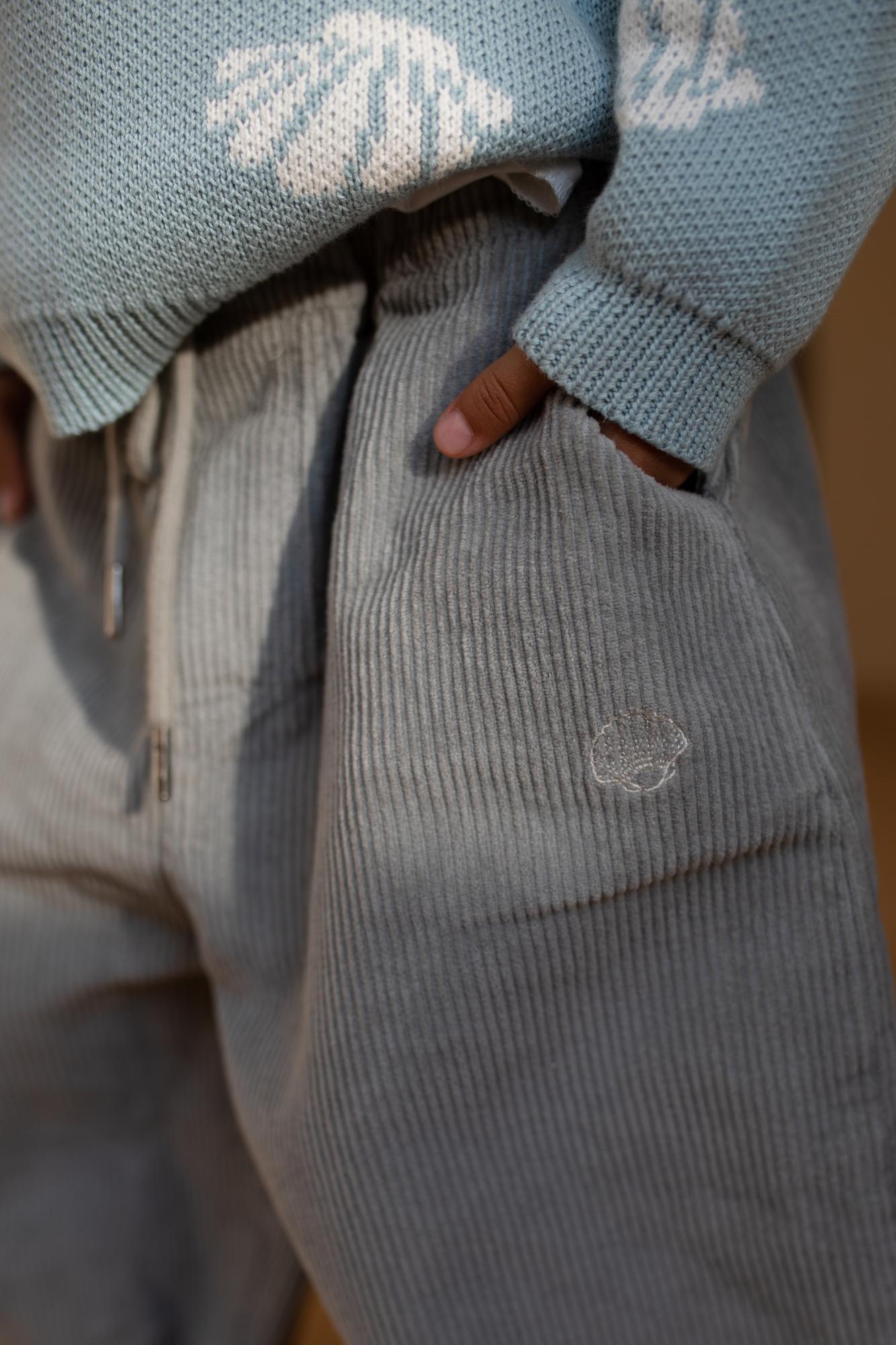 Вельветовые штаны серо-голубые