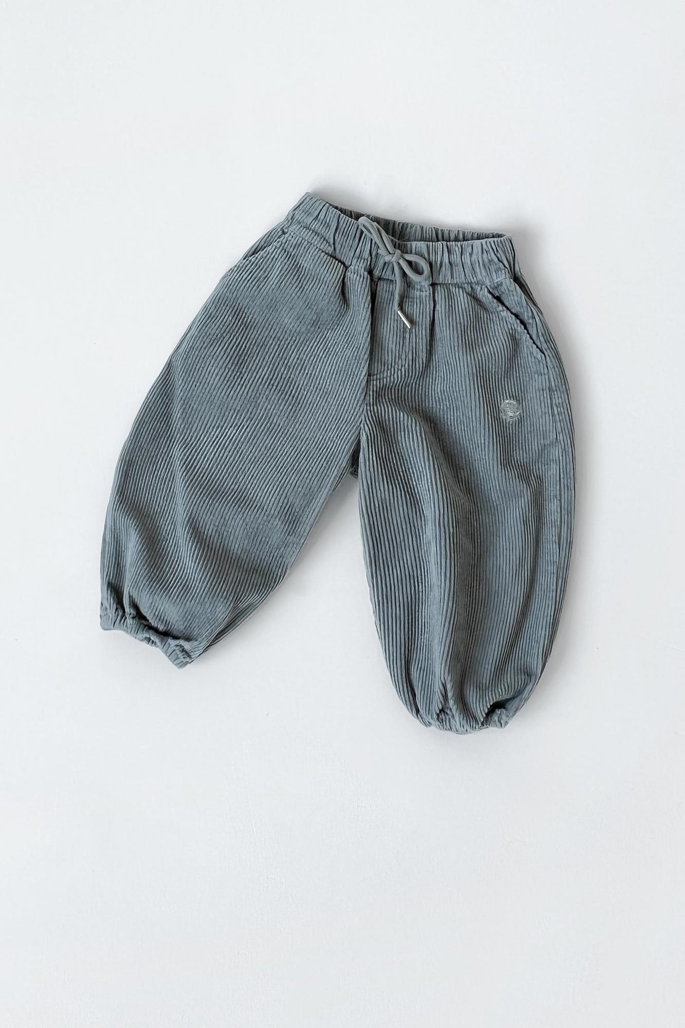 Вельветовые штаны серо-голубые