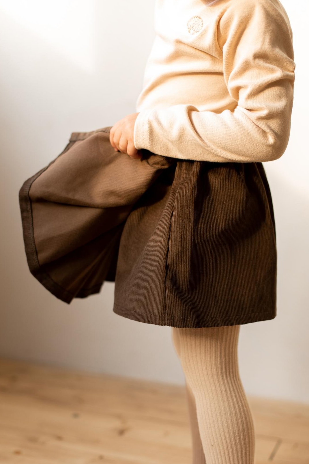 Вельветовая юбка-шорты шоколад