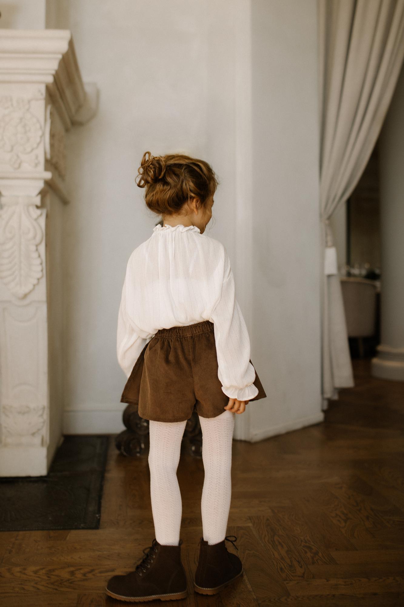 Вельветовая юбка-шорты шоколад