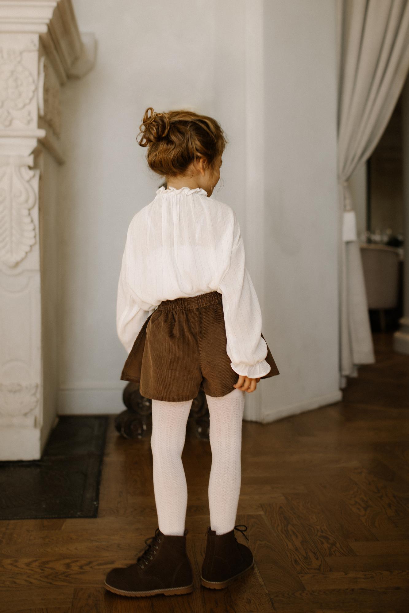 Вельветовая юбка-шорты шоколад