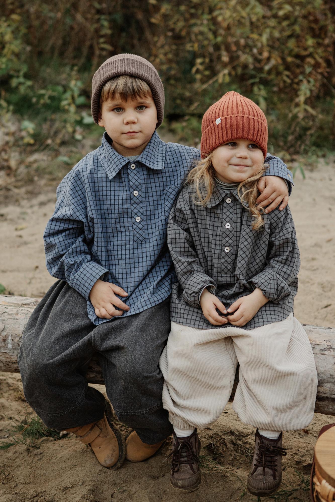 Рубашка в синюю клетку