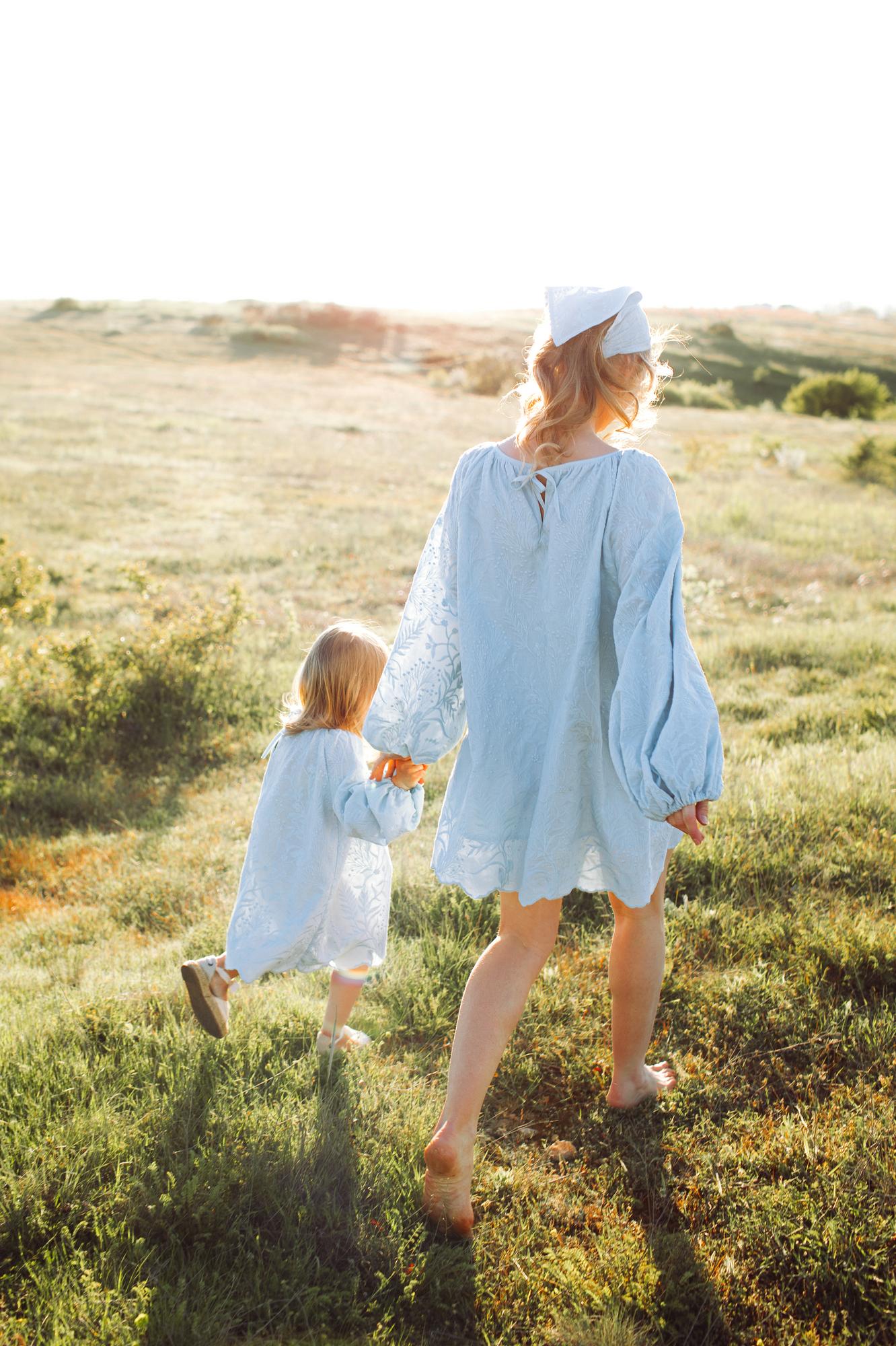 Платье Rita светло-голубое взрослое и детское