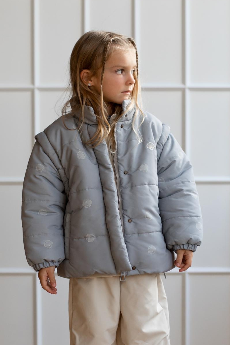 Куртка-жилетка серо-голубая