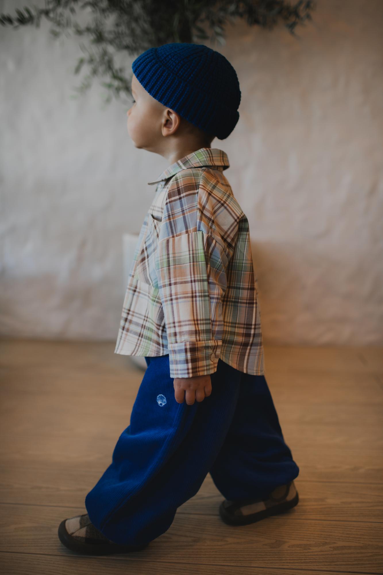 Рубашка в клетку зелено-голубая