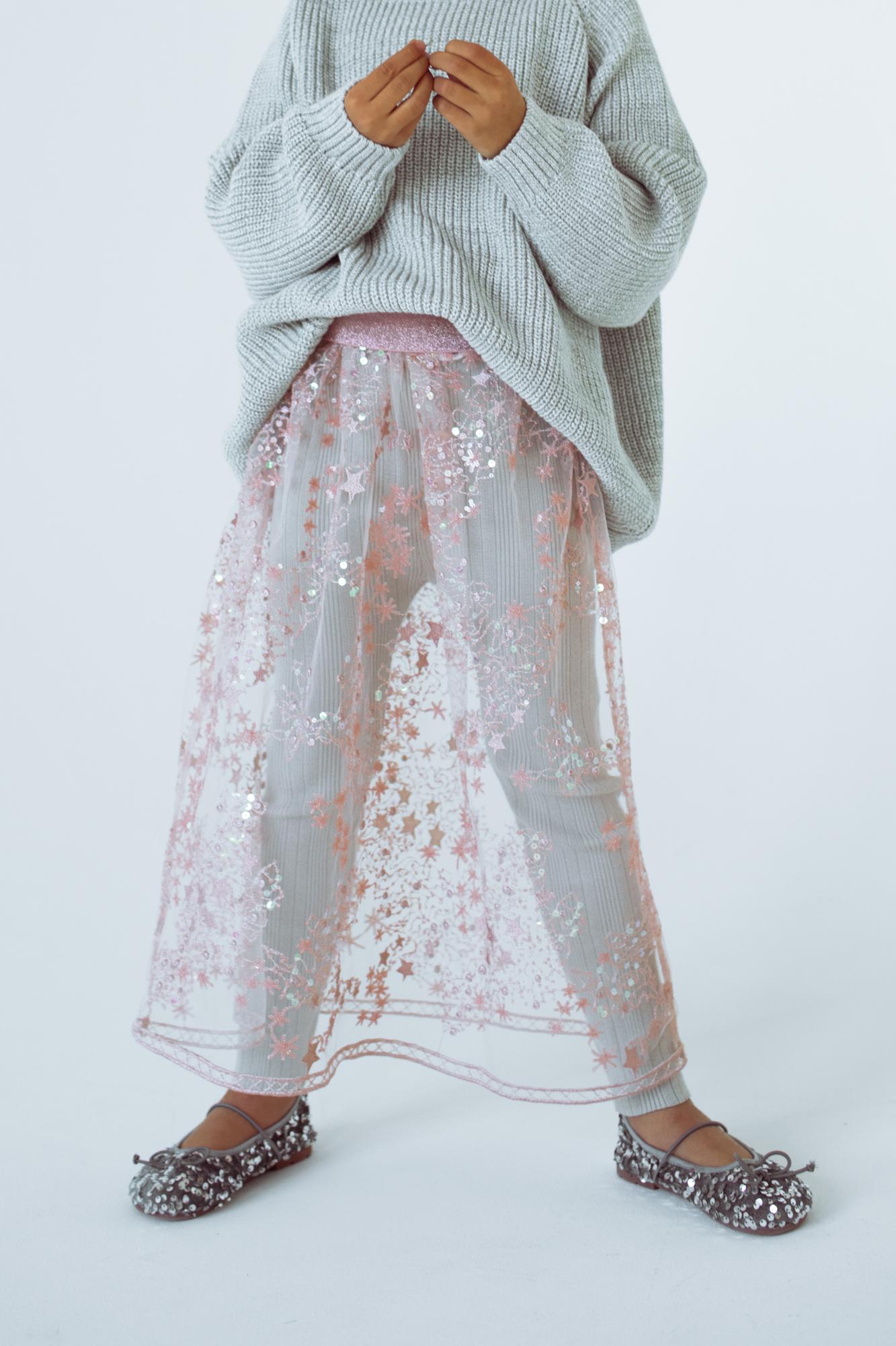 Юбка-сетка с вышивкой и пайетками