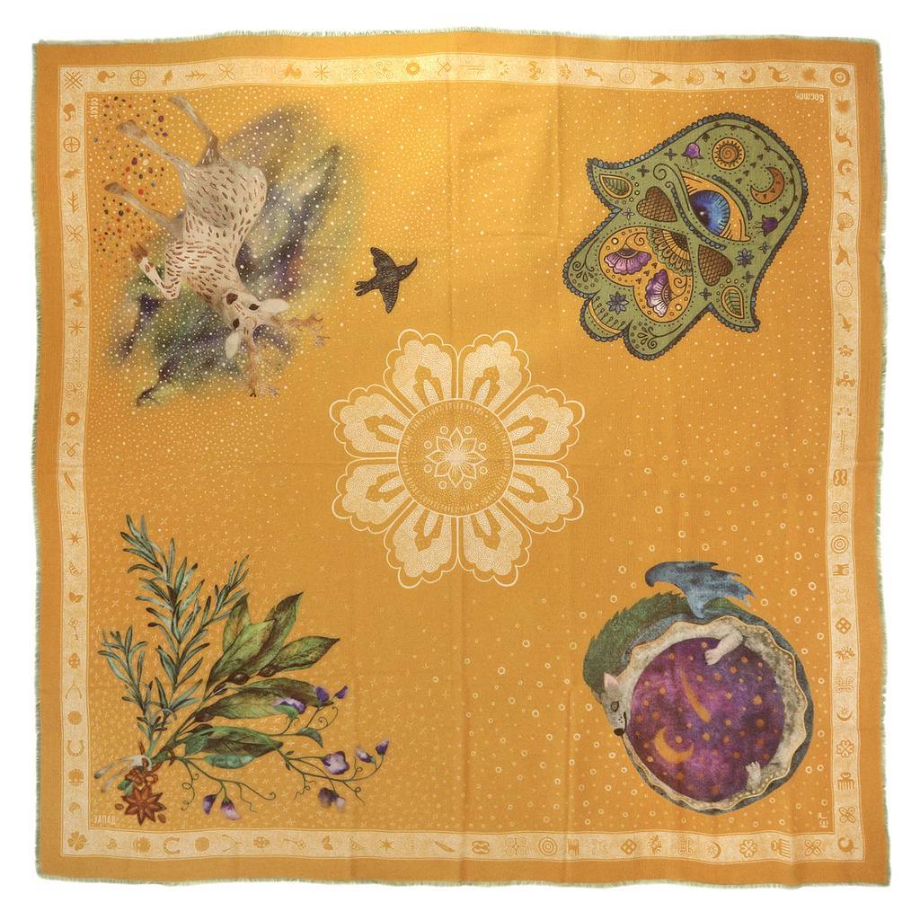 Luck accompanies me everywhere. Warm square scarf, 130x130 cm