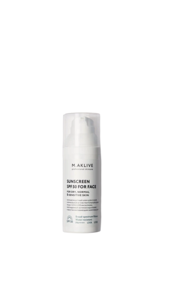M.Aklive Крем солнцезащитный для сухой, нормальной и чувствительной кожи лица SPF 50 50 мл.