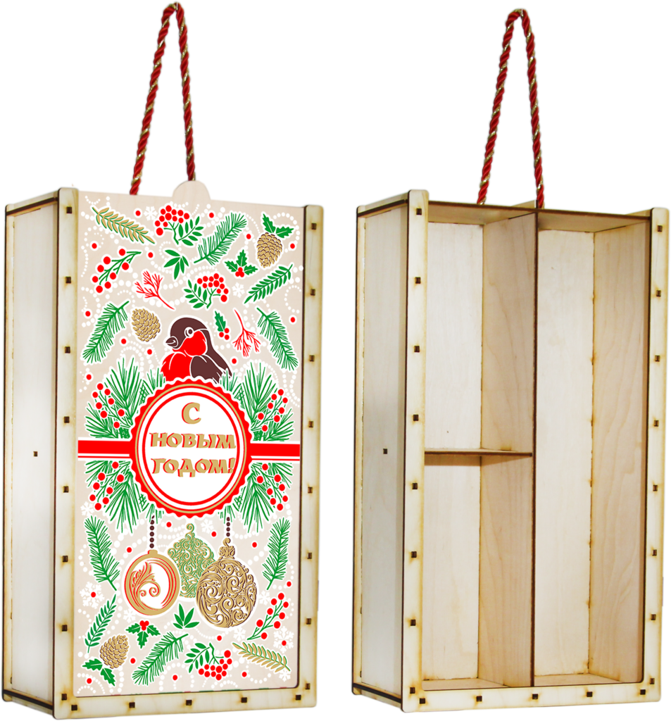 Ящик деревянный с шампанским/3 секции