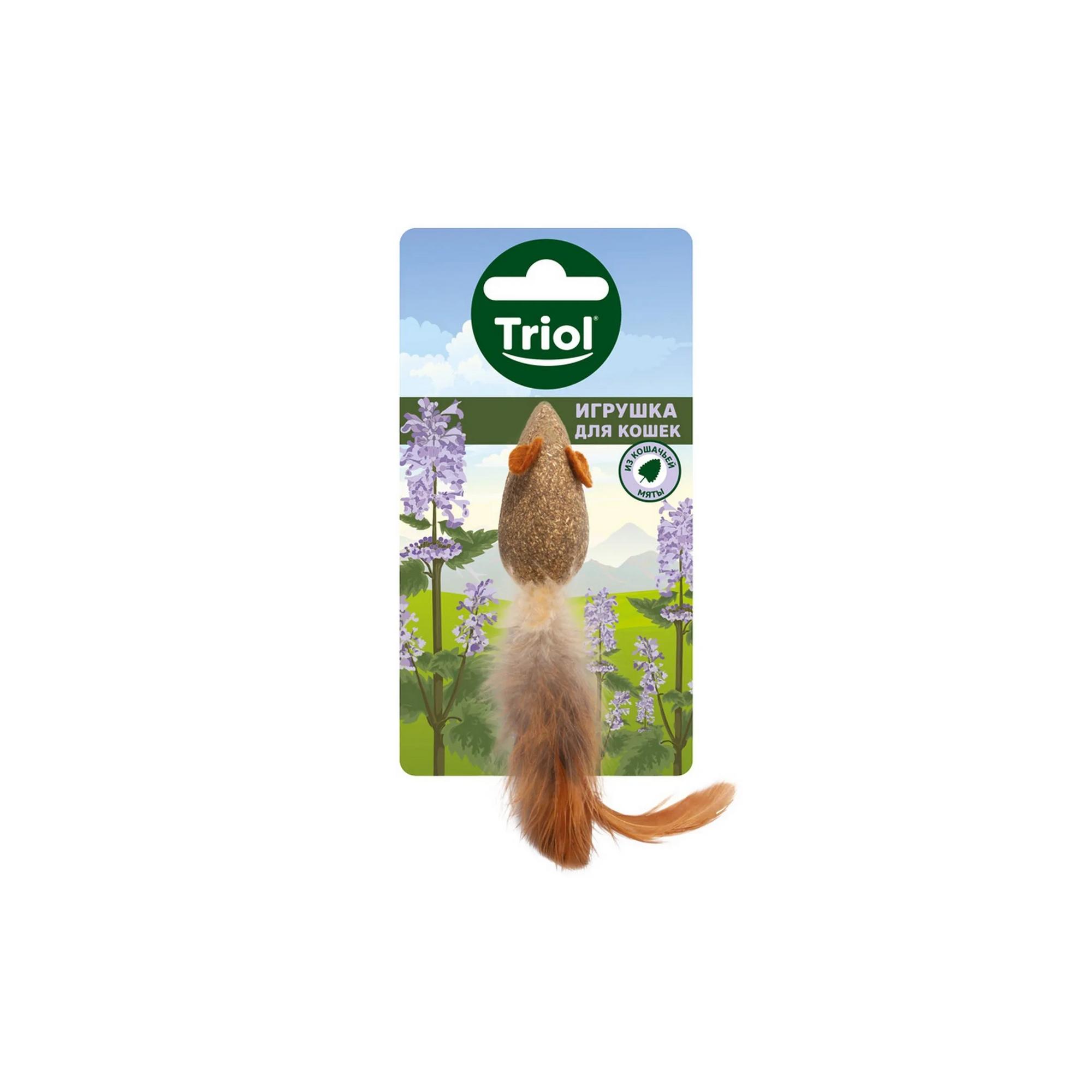 Игрушка из пресс. кошачьей мяты  "Мышка с перьями", 50/110мм,