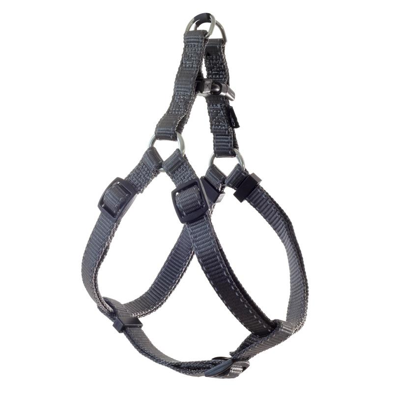 Шлейка со светоотражающей строчкой нейлоновая "Стандарт" L, серая, Triol