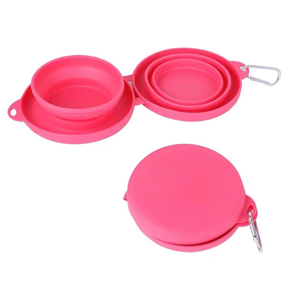 Складная двойная миска 2*350мл силикон 17х4см