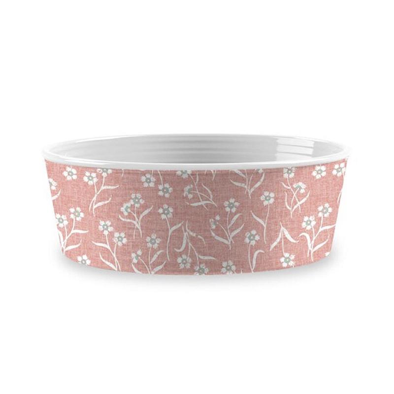 TARHONG Миска для животных "Flower Fields", бело-розовая с рисунком, 17х5.9см/950мл
