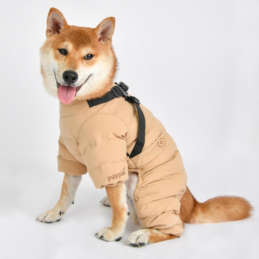 PUPPIA Комбинезон для собак утеплённый с шлейкой "Soft Onesie", бежевый M