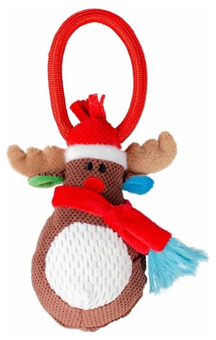 DUVO+ Игрушка для собак мягкая "Новогодний Олень с ручкой" (Бельгия)