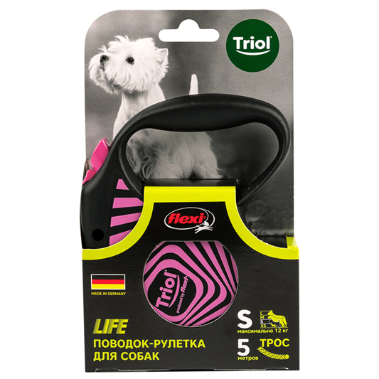 Triol Поводок-рулетка для собак Flexi Life Geometry Pink