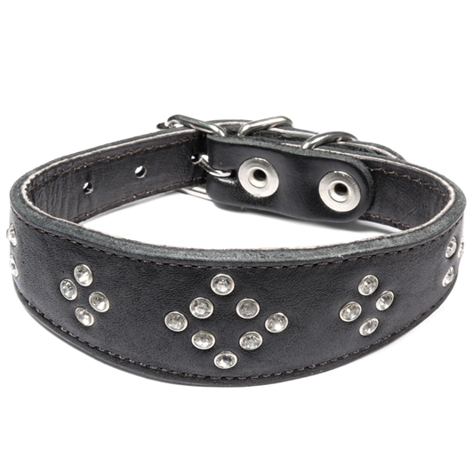 Gamma Ошейник двойной селедка кожаный "Каскад"